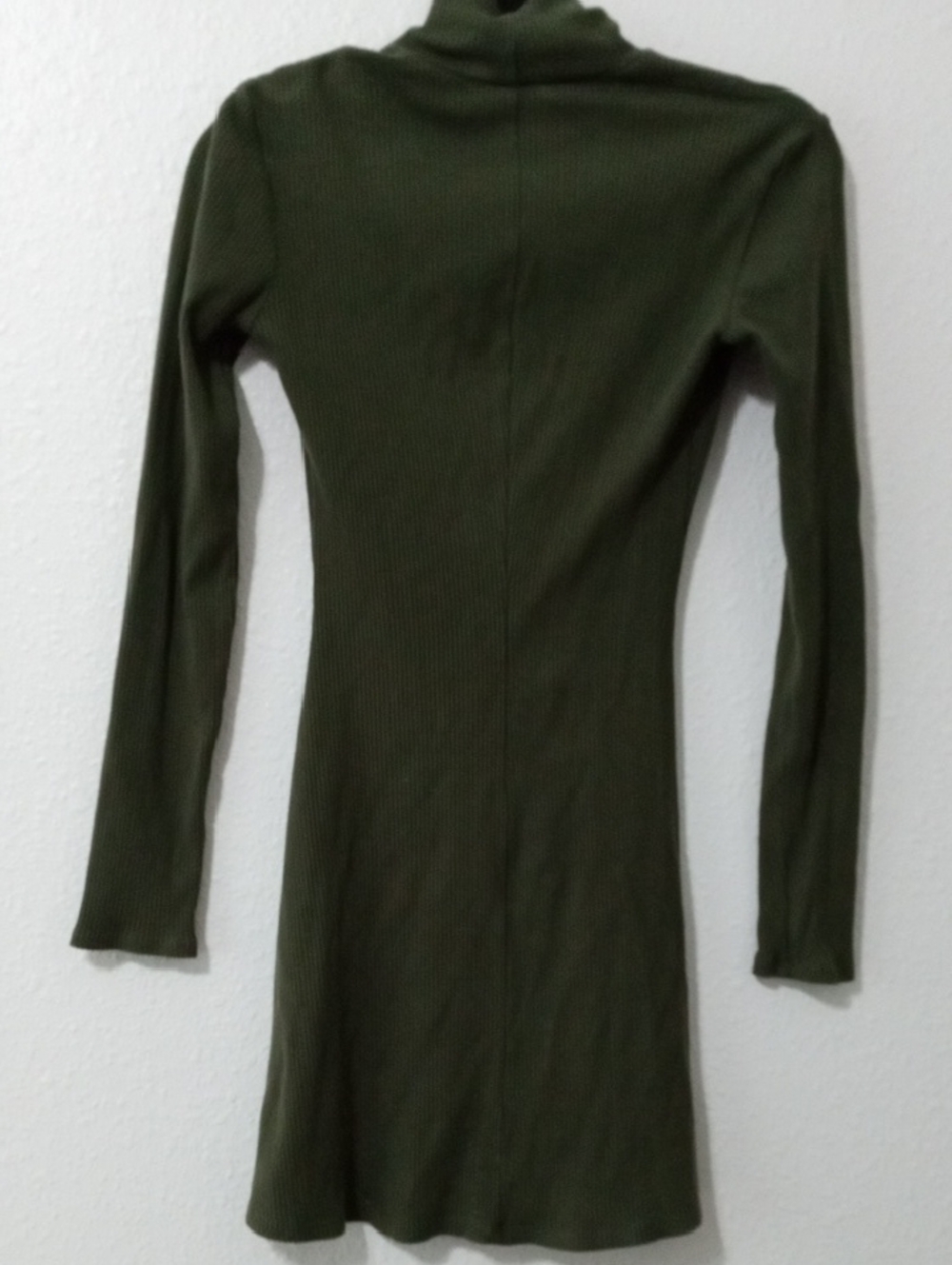 Reformation Olive Green Ribbed Turtleneck Long Sleeve Dress - Picture 5 of 5